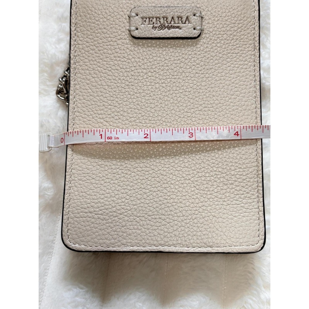 Vtg.  Brighton Ferrara crossbody and phone organizer black and cream chain strap - Picture 10 of 11